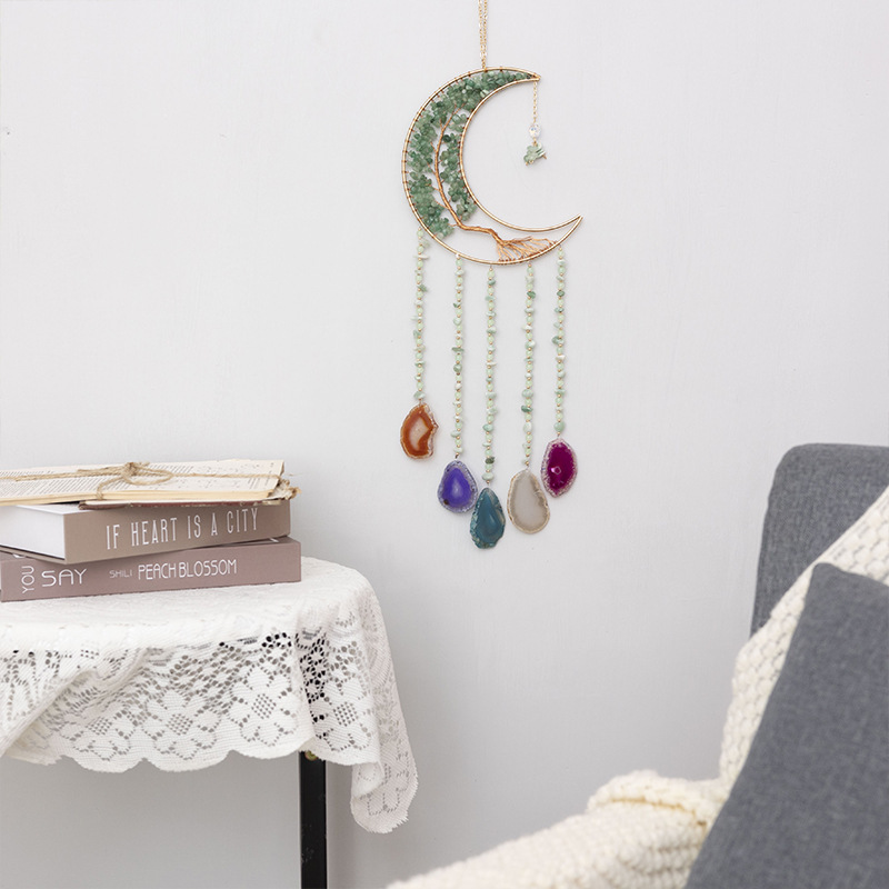 Natural Green Aventurine Gravel Tree of Life Luxury Dreamcatcher with Sun Catcher