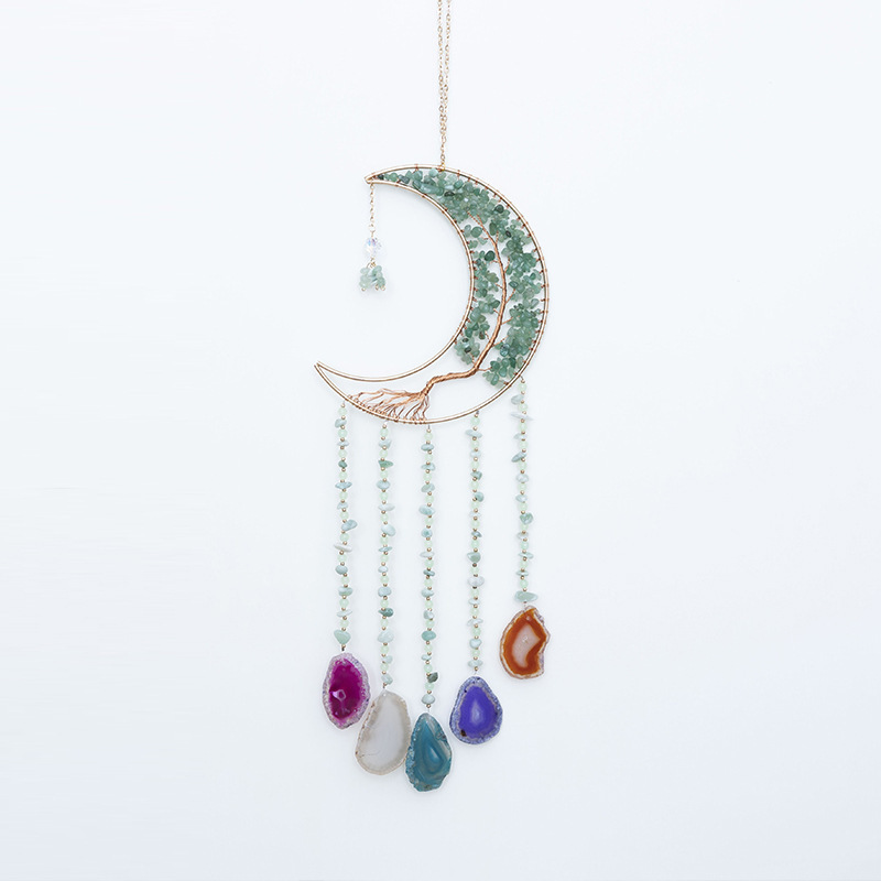 Natural Green Aventurine Gravel Tree of Life Luxury Dreamcatcher with Sun Catcher