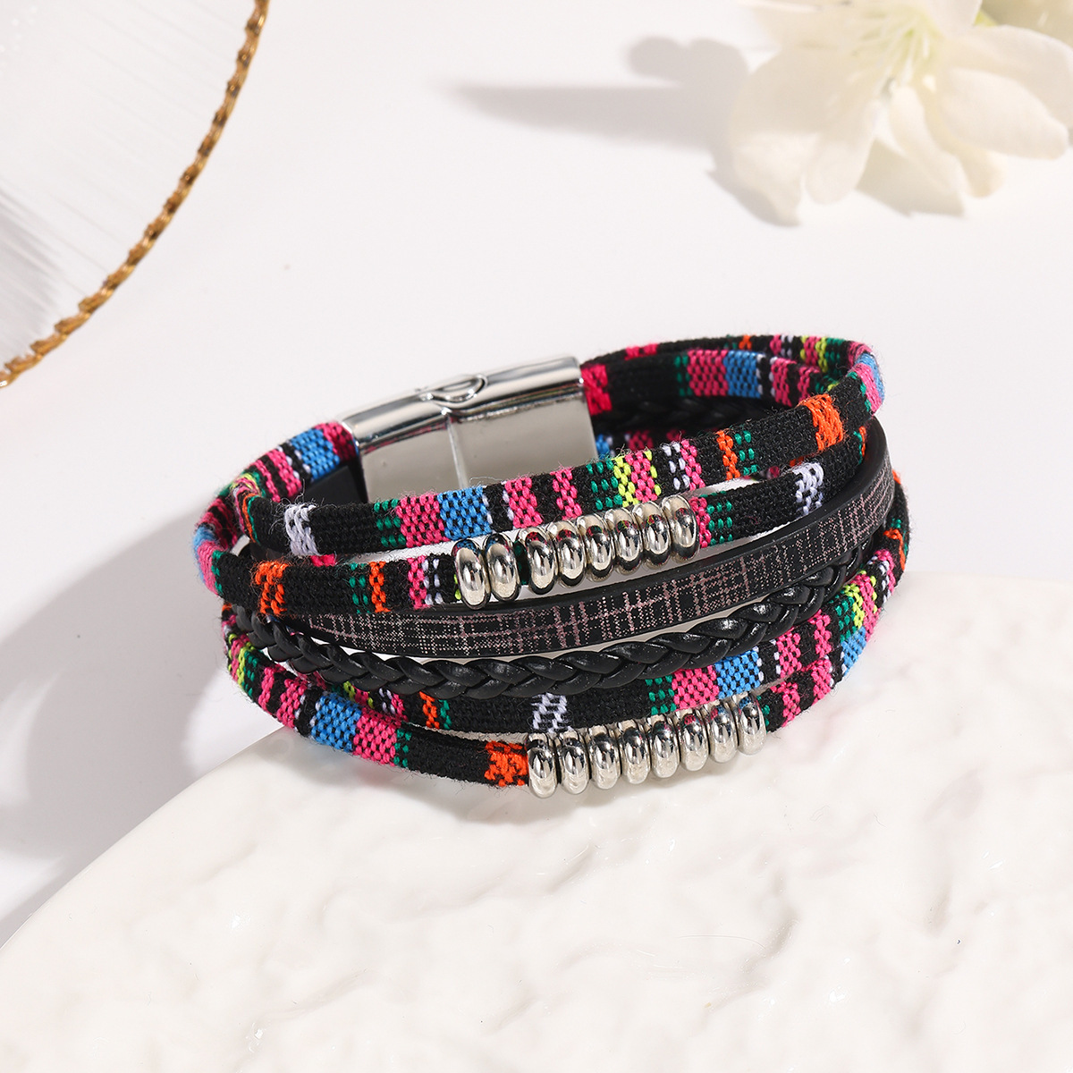 MYK1988-Leather multi-layered bohemian ethnic style bracelet