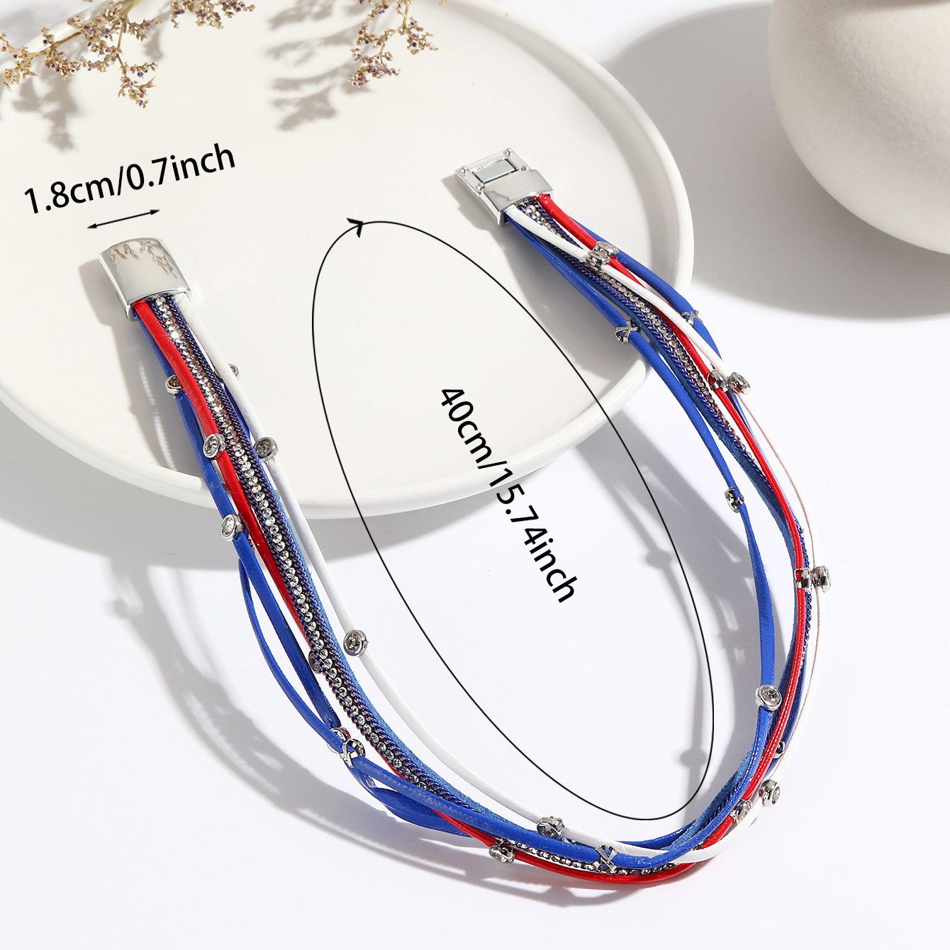 MYK1986-American flag, Independence Day, Bohemian multi-strand leather bracelet