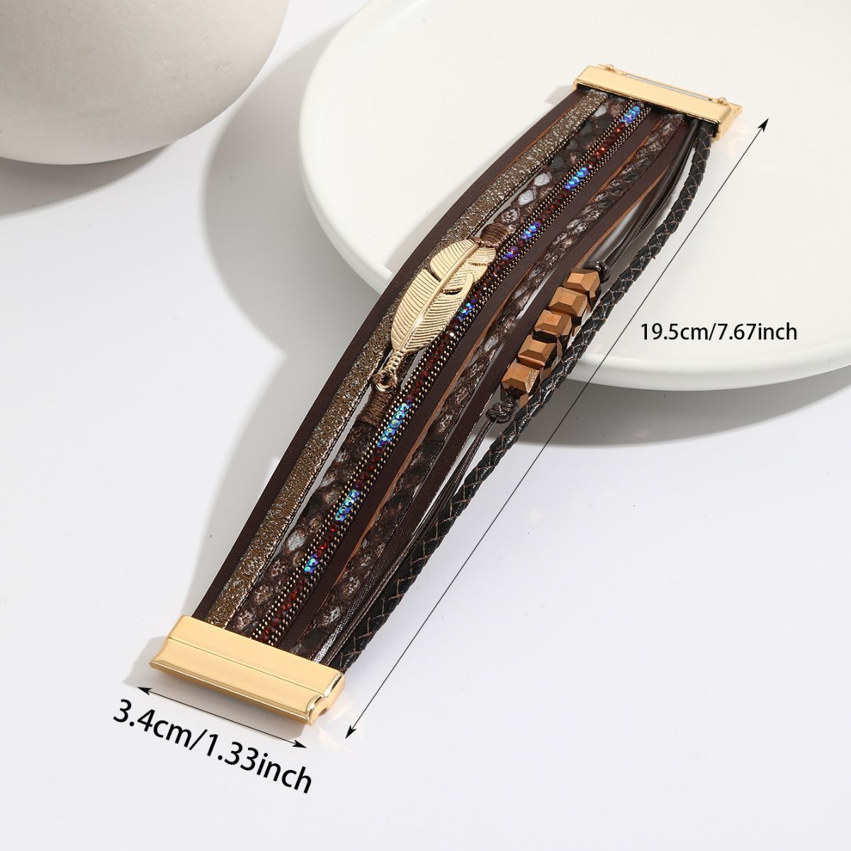 MYK1994-Hand-woven magnetic clasp fashion alloy feather multi-color bracelet