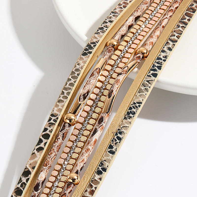 MYK2003-Snake skin beaded curved tube magnetic clasp bracelet