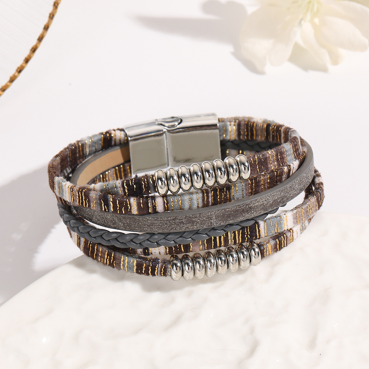 MYK1988-Leather multi-layered bohemian ethnic style bracelet