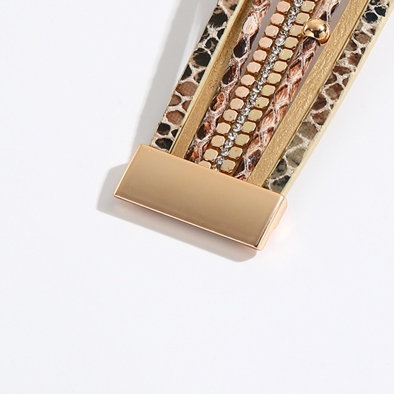 MYK2003-Snake skin beaded curved tube magnetic clasp bracelet