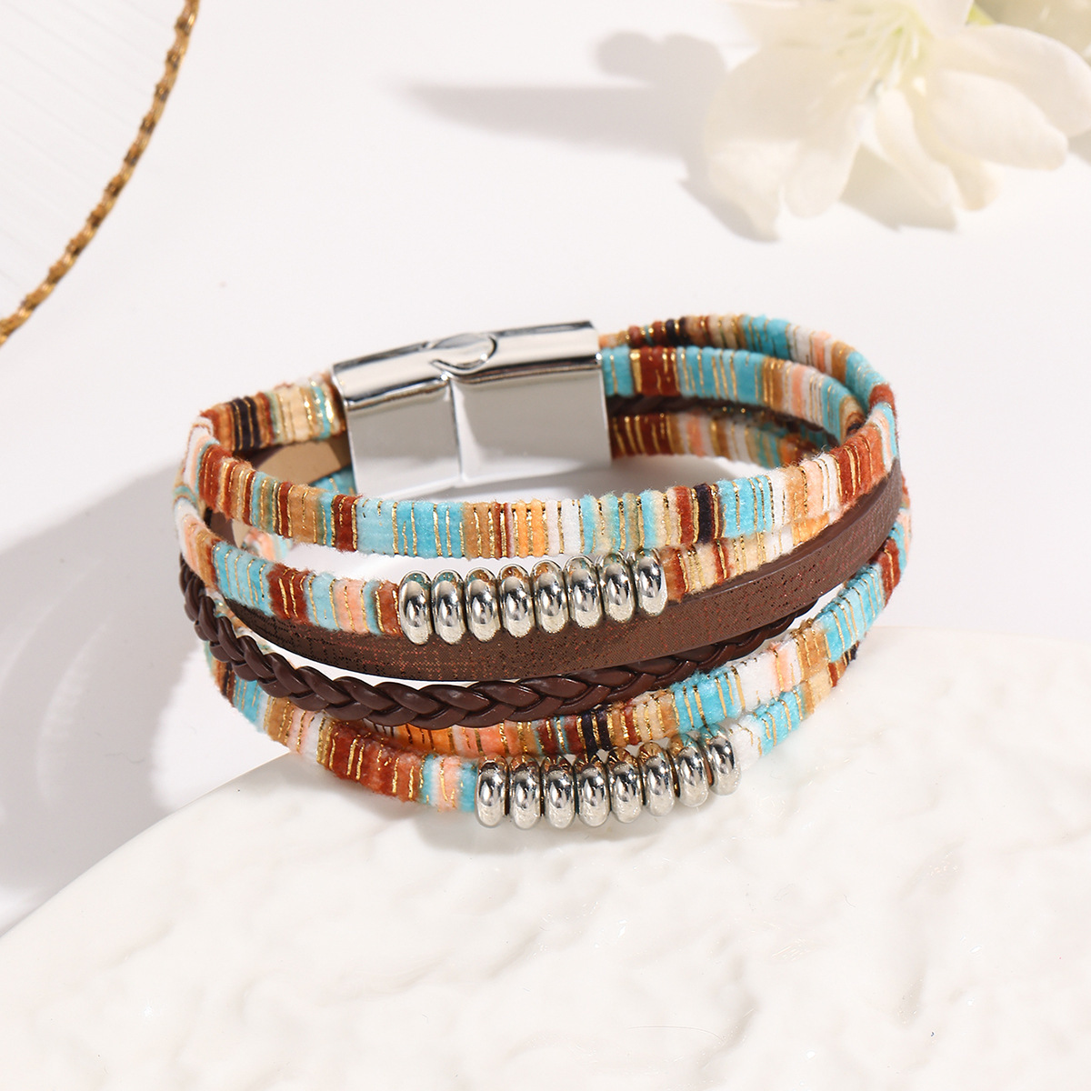MYK1988-Leather multi-layered bohemian ethnic style bracelet