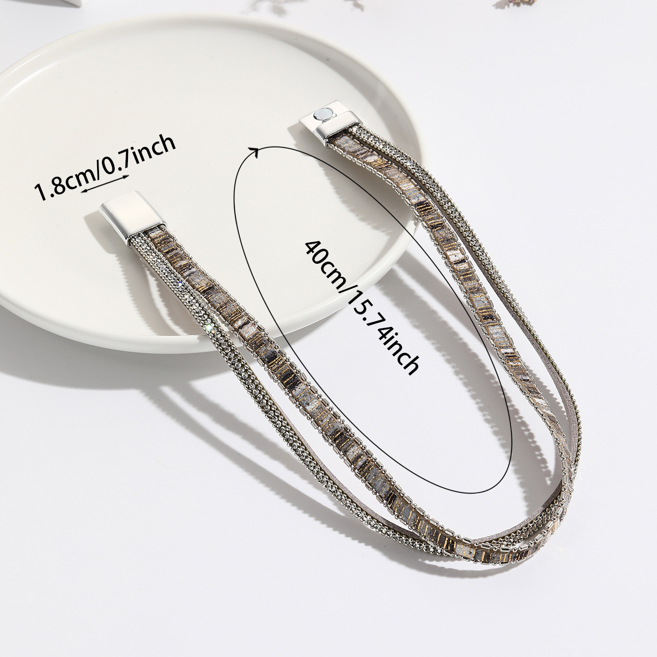 MYK1993-Woven leather bohemian style alloy magnetic buckle bracelet