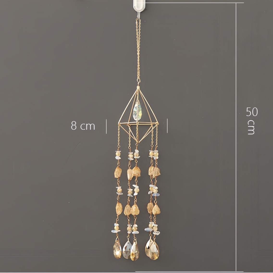 Natural Citrine Raw Stone Pyramid Handmade Suncatcher Pendant