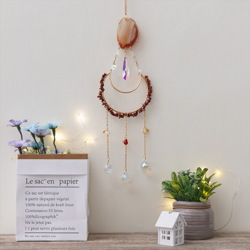Natural Red Jasper Chips and Crystal Suncatcher