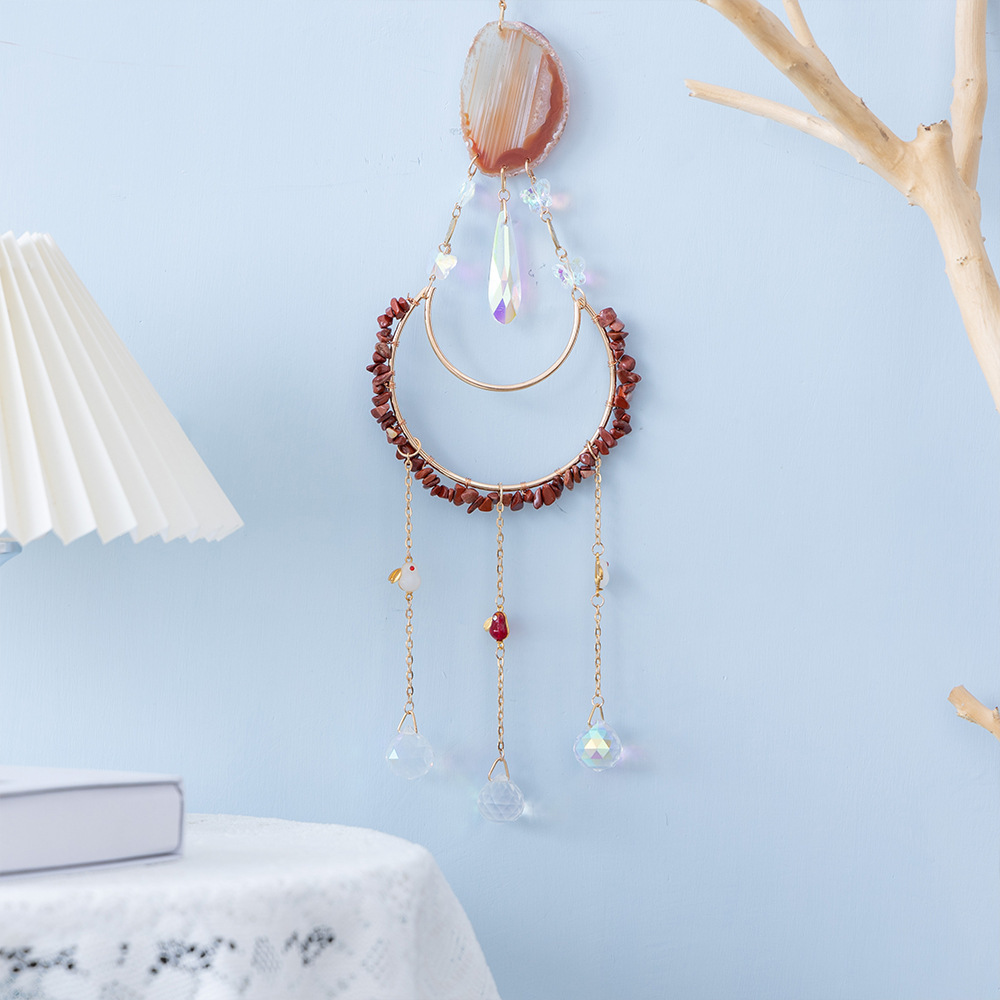 Natural Red Jasper Chips and Crystal Suncatcher
