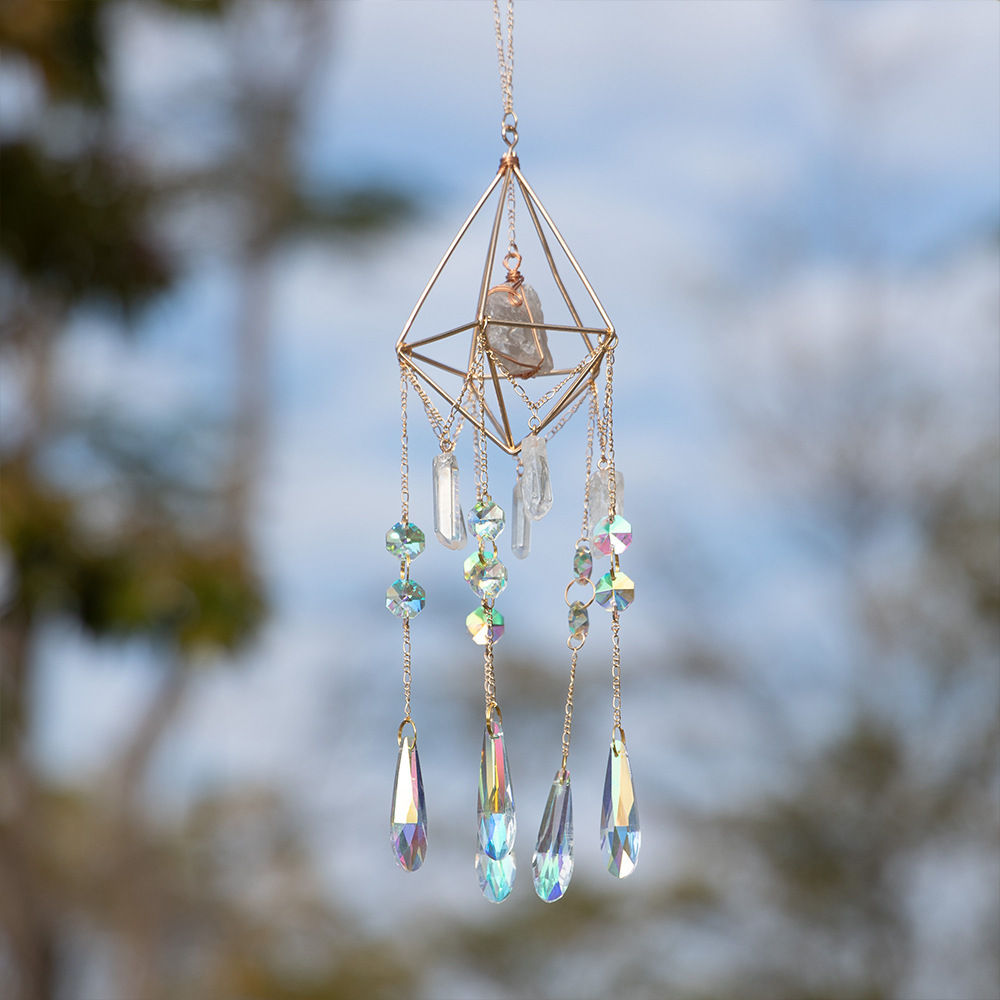 Crystal Sunflower Catcher Light and Shadow Wind Chime Pendant