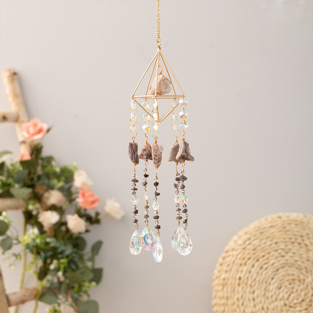 Amethyst Raw Stone Colorful Light Pendant - Sun Catcher
