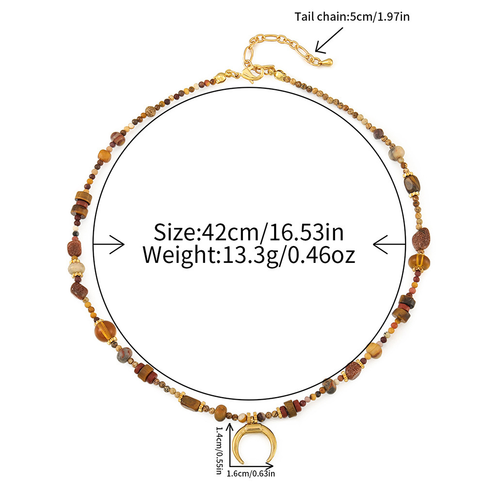 MYK2012-Natural stone bead stainless steel Maillard colorfast handmade long sweater chain
