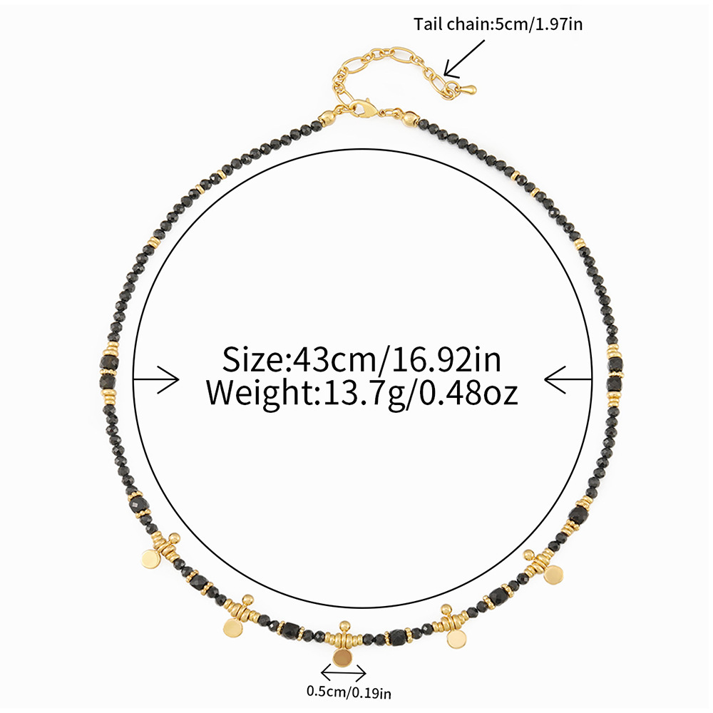 MYK2012-Natural stone bead stainless steel Maillard colorfast handmade long sweater chain