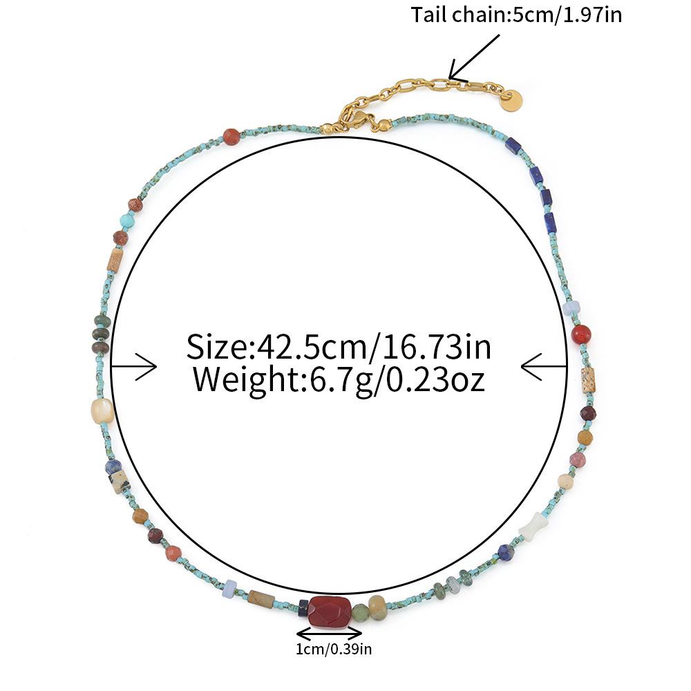 MYK2017-Turquoise and agate embellished handmade beaded necklace