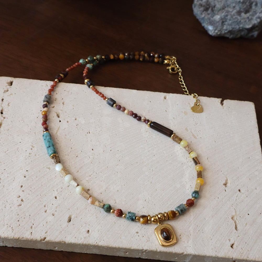 MYK2018-Natural agate beaded necklace set
