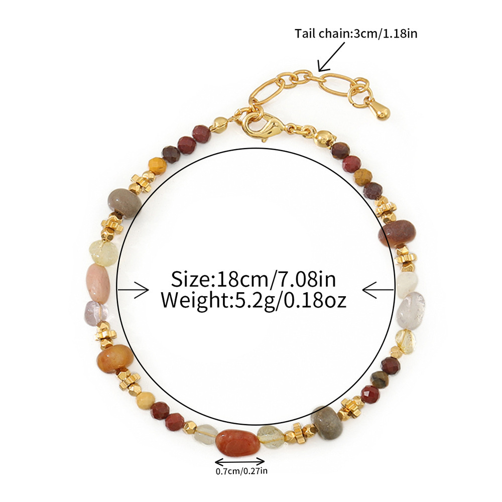 MYK2012-Natural stone bead stainless steel Maillard colorfast handmade long sweater chain