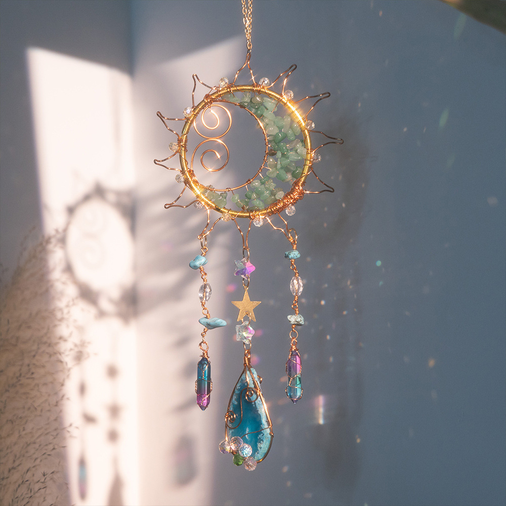 Green Aventurine Gravel Slabs - Smiley Face, Moon, Sun Catcher