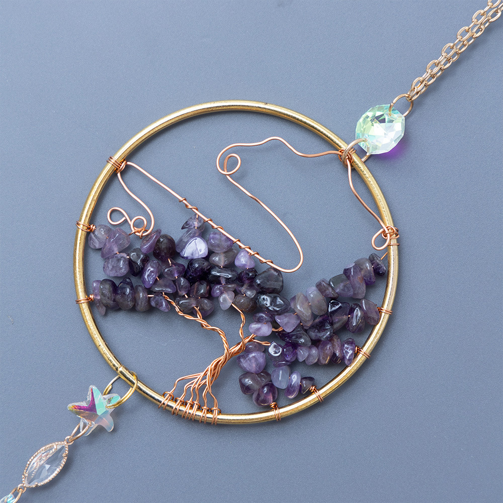 Natural Amethyst Crush Teadrop Round Creative Sun Catcher