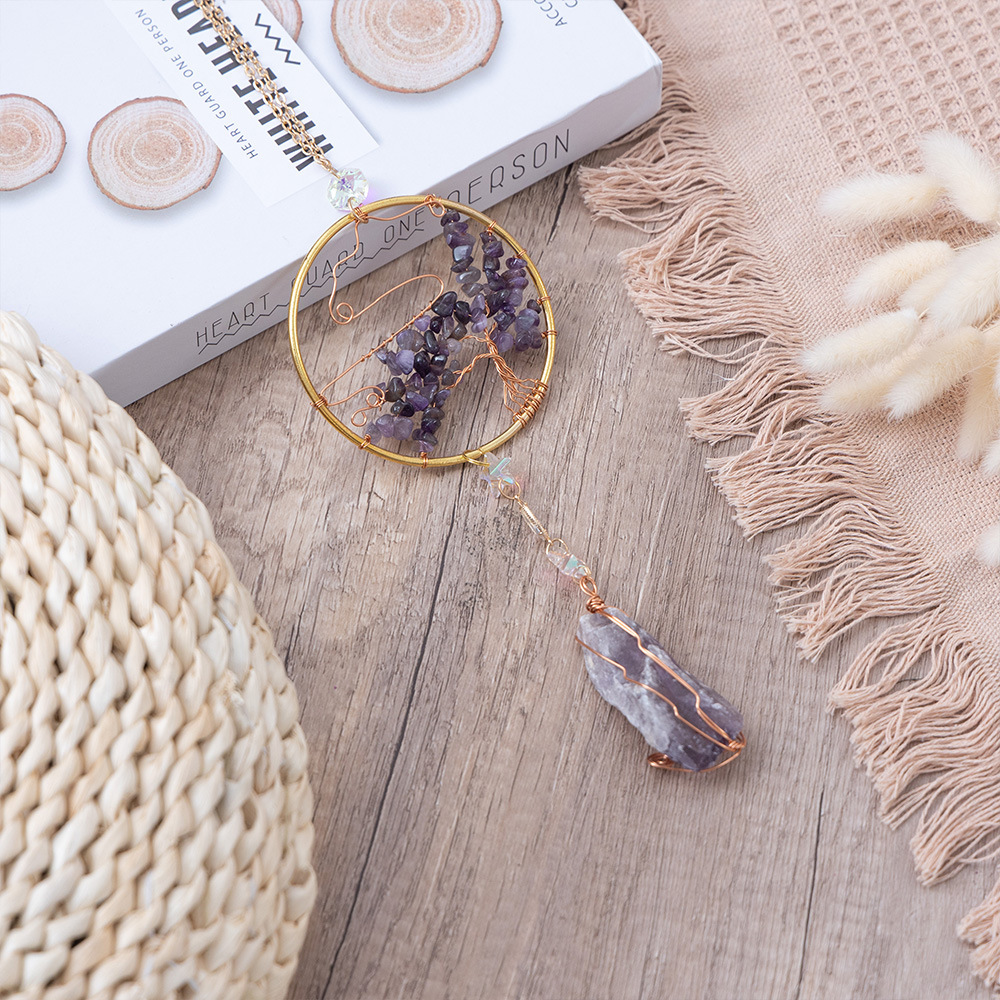 Natural Amethyst Crush Teadrop Round Creative Sun Catcher