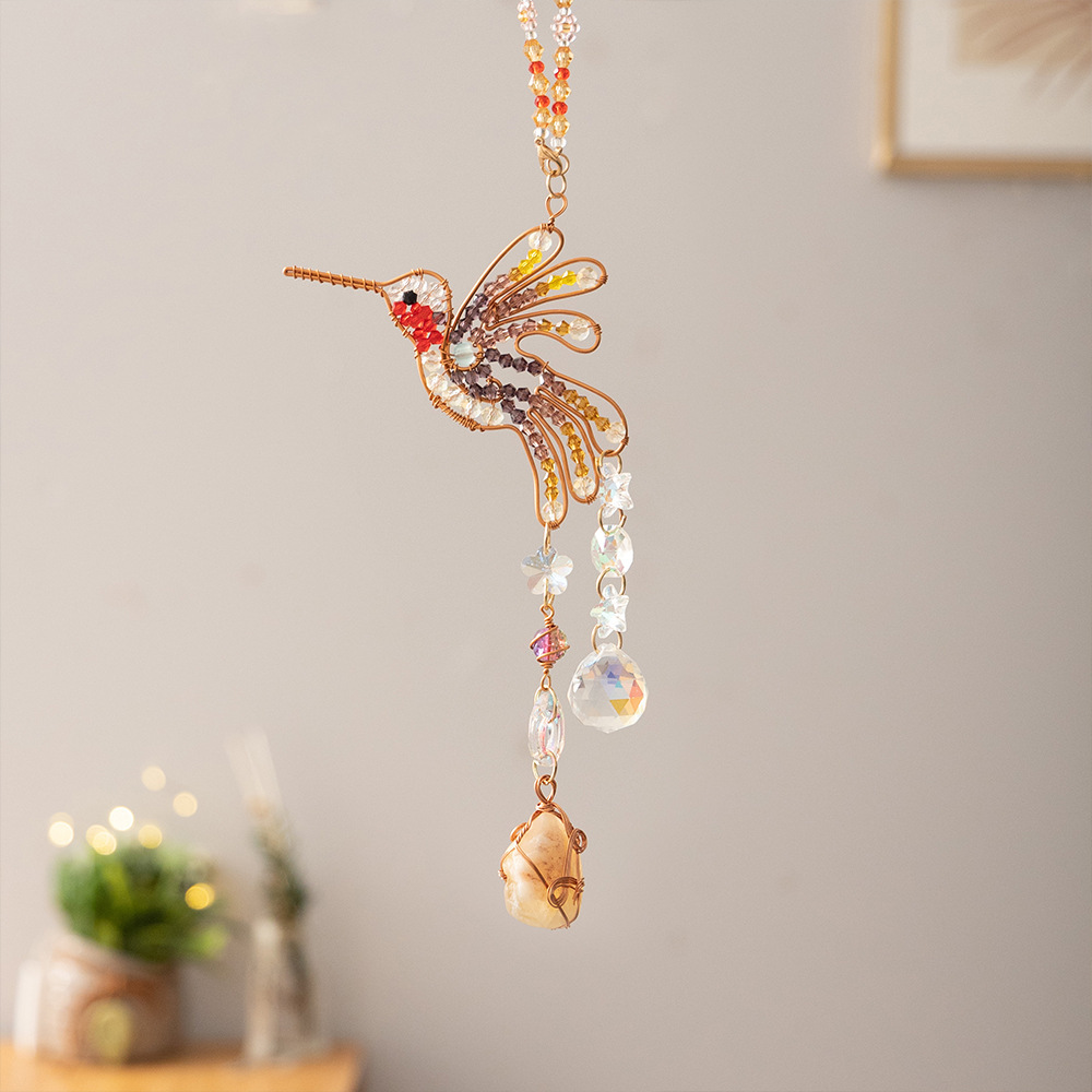 Woodpecker Creative Suncatcher Crystal Pebble Dreamcatcher