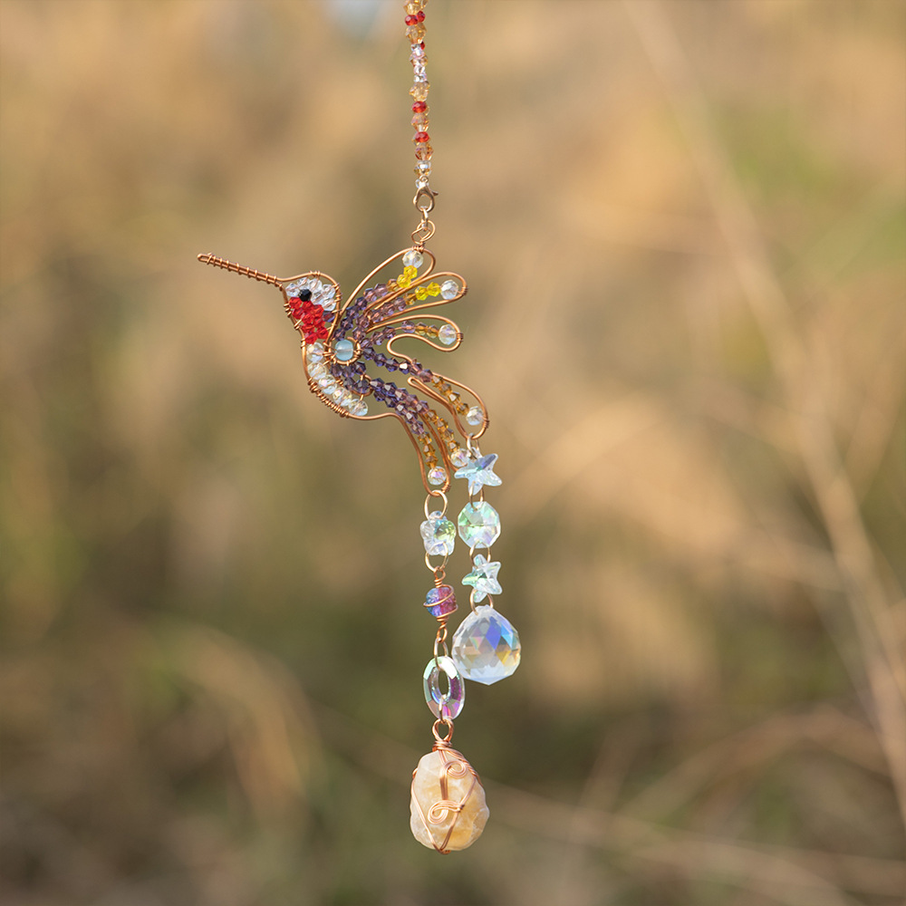 Woodpecker Creative Suncatcher Crystal Pebble Dreamcatcher