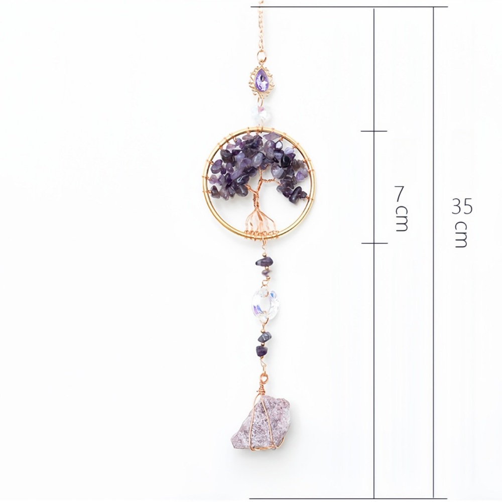 Electroplated Amethyst Tree of Life Car Pendant Dreamcatcher