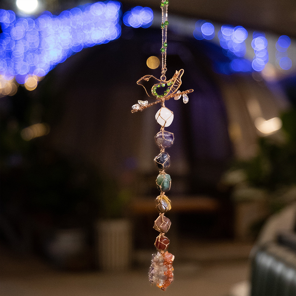 Irregular Jade Seven Chakra Crystal Bird Woven Dreamcatcher