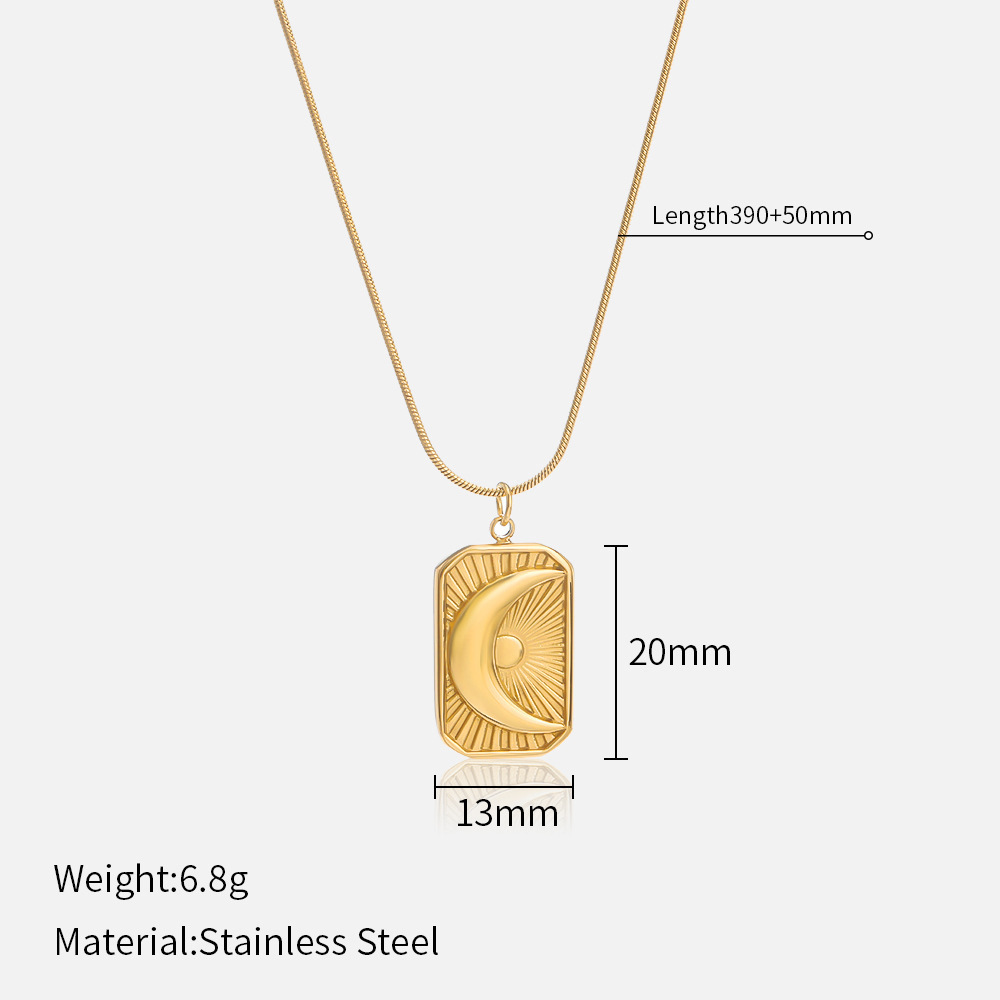 MYK2040-French retro braided star and moon stainless steel necklace, unique and stylish.