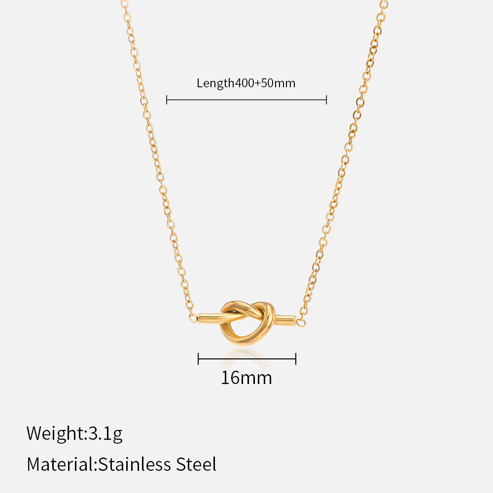 MYK2040-French retro braided star and moon stainless steel necklace, unique and stylish.