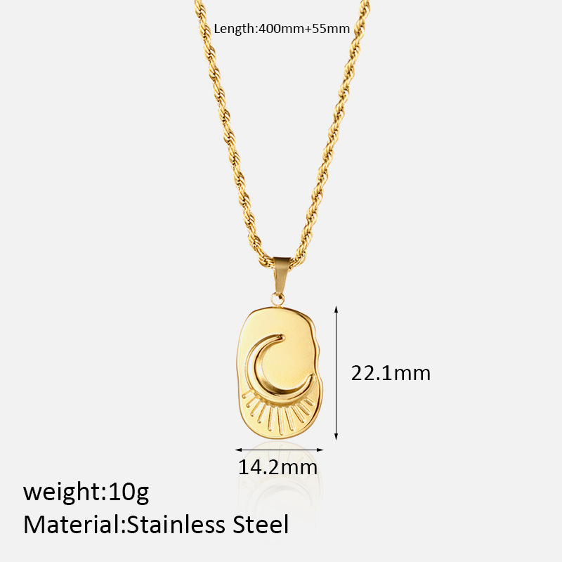 MYK2040-French retro braided star and moon stainless steel necklace, unique and stylish.