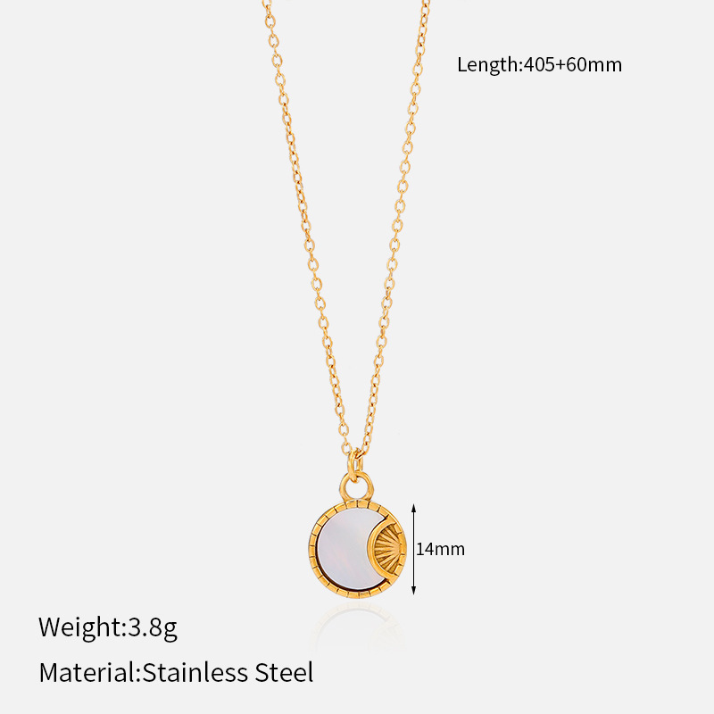 MYK2040-French retro braided star and moon stainless steel necklace, unique and stylish.