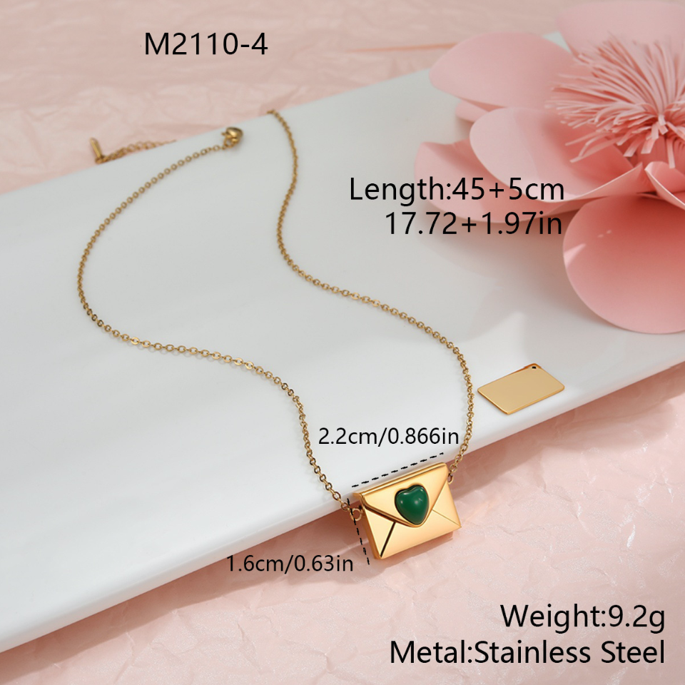 MYK2034-Valentine's Day gift: Heart-shaped envelope stainless steel necklace with DIY engraving pendant