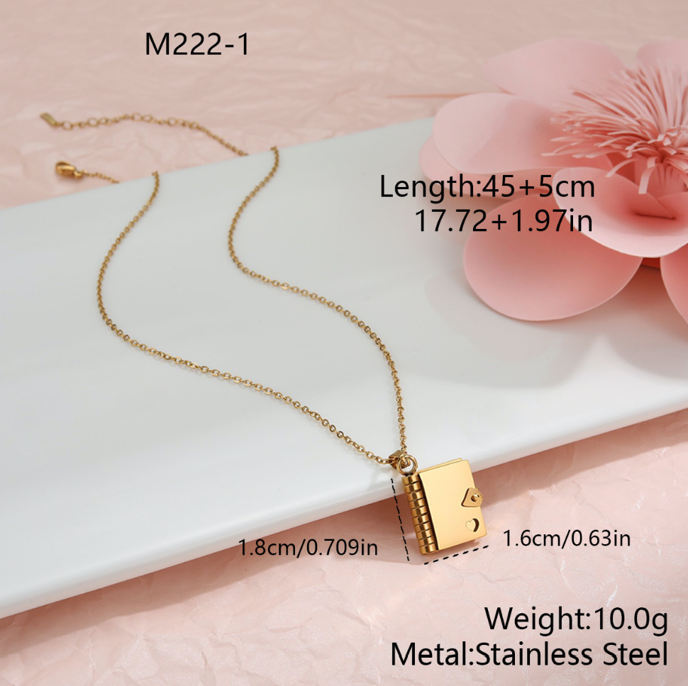 MYK2034-Valentine's Day gift: Heart-shaped envelope stainless steel necklace with DIY engraving pendant