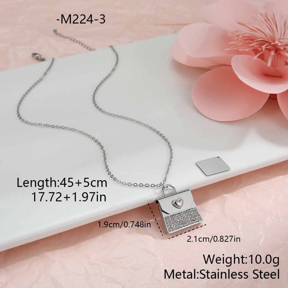 MYK2034-Valentine's Day gift: Heart-shaped envelope stainless steel necklace with DIY engraving pendant