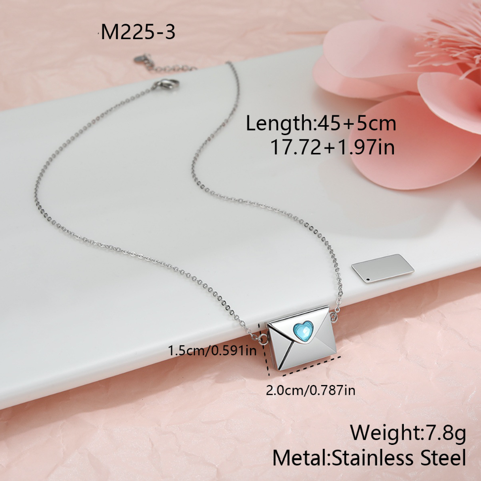 MYK2034-Valentine's Day gift: Heart-shaped envelope stainless steel necklace with DIY engraving pendant