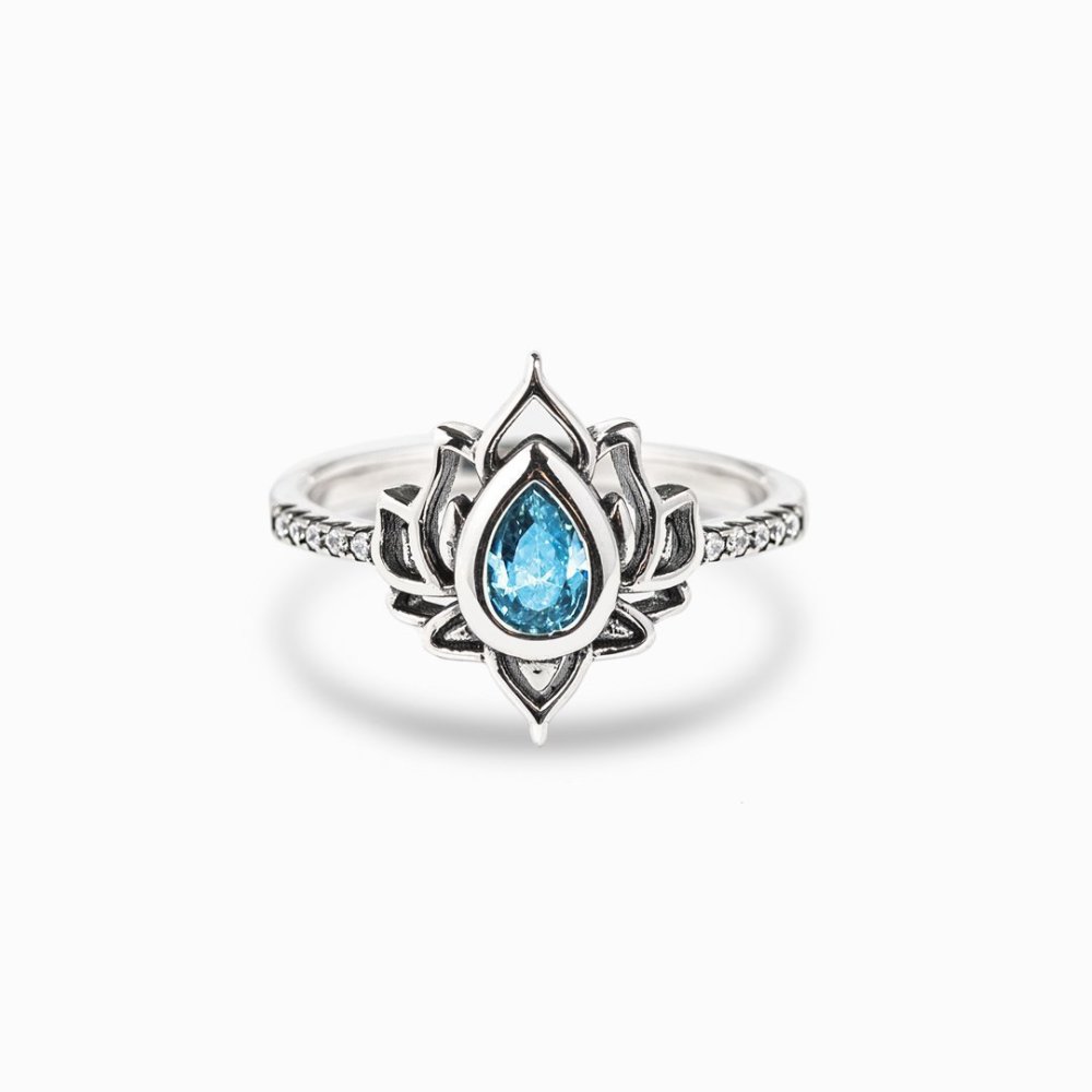 Lotus Flower Ring - Fashionable Vintage Style with Zircon Inlay