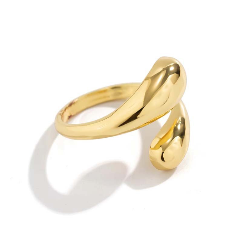Stylish teardrop-shaped open cross ring