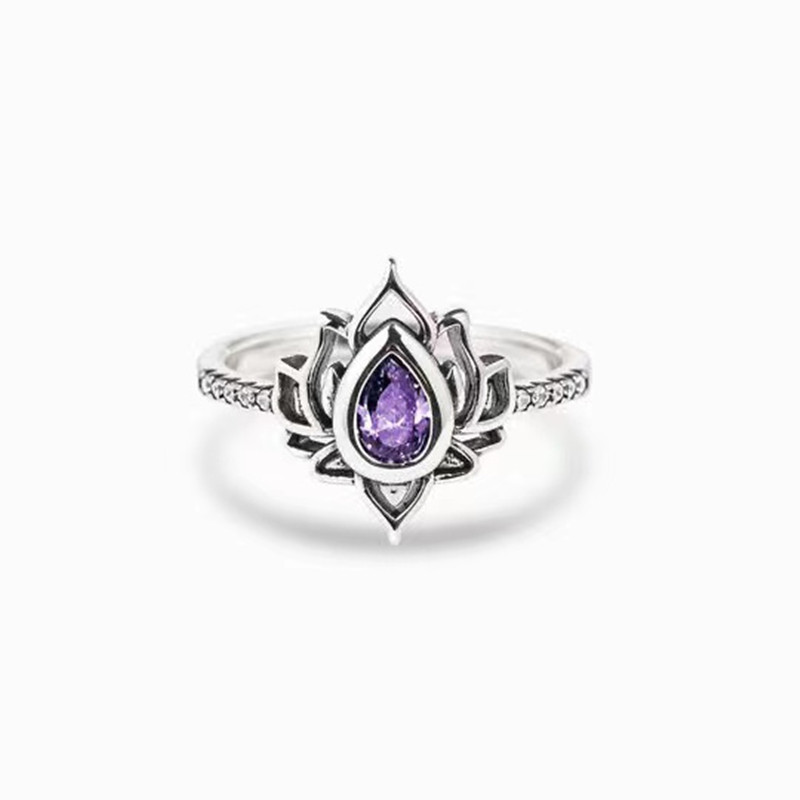 Lotus Flower Ring - Fashionable Vintage Style with Zircon Inlay