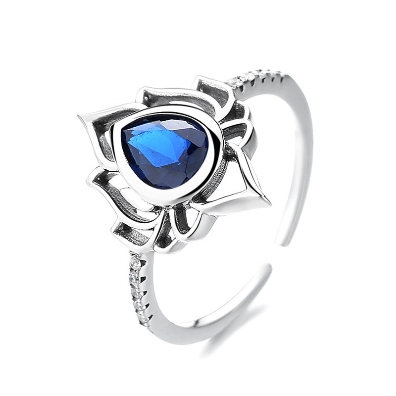 Lotus Flower Ring - Fashionable Vintage Style with Zircon Inlay