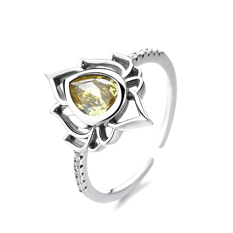 Lotus Flower Ring - Fashionable Vintage Style with Zircon Inlay