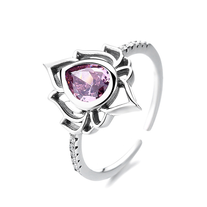 Lotus Flower Ring - Fashionable Vintage Style with Zircon Inlay