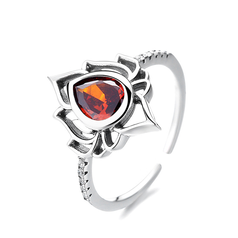 Lotus Flower Ring - Fashionable Vintage Style with Zircon Inlay