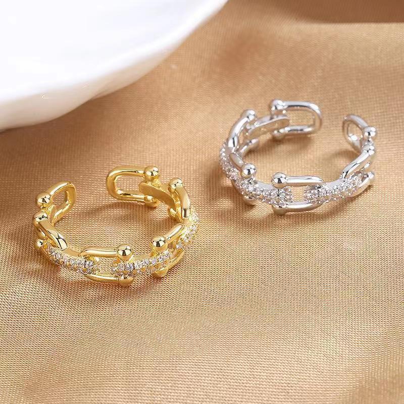 Exquisite micro-paved zircon open ring
