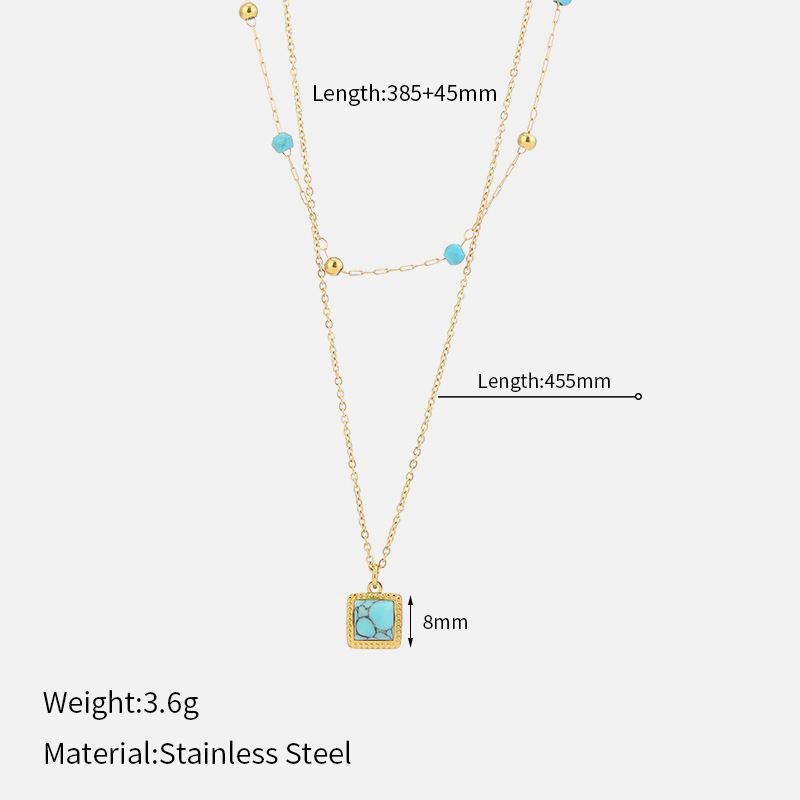 MYK2044-Three-layer pearl starfish pendant necklace, vintage seashell stainless steel necklace