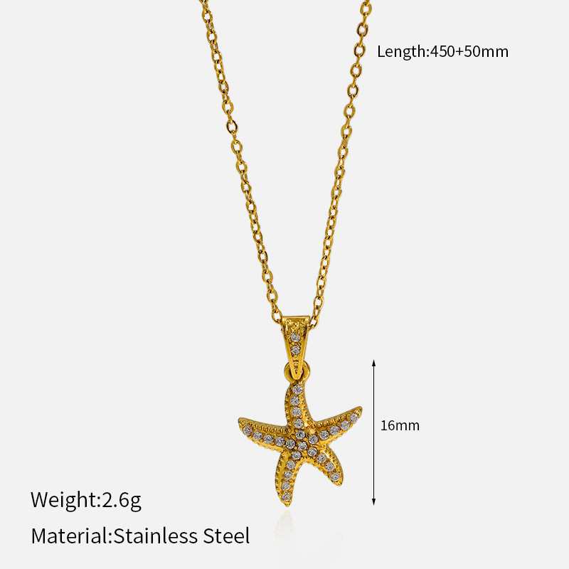 MYK2050-Stainless Steel Diamond-Studded Ocean Series High-End Necklace