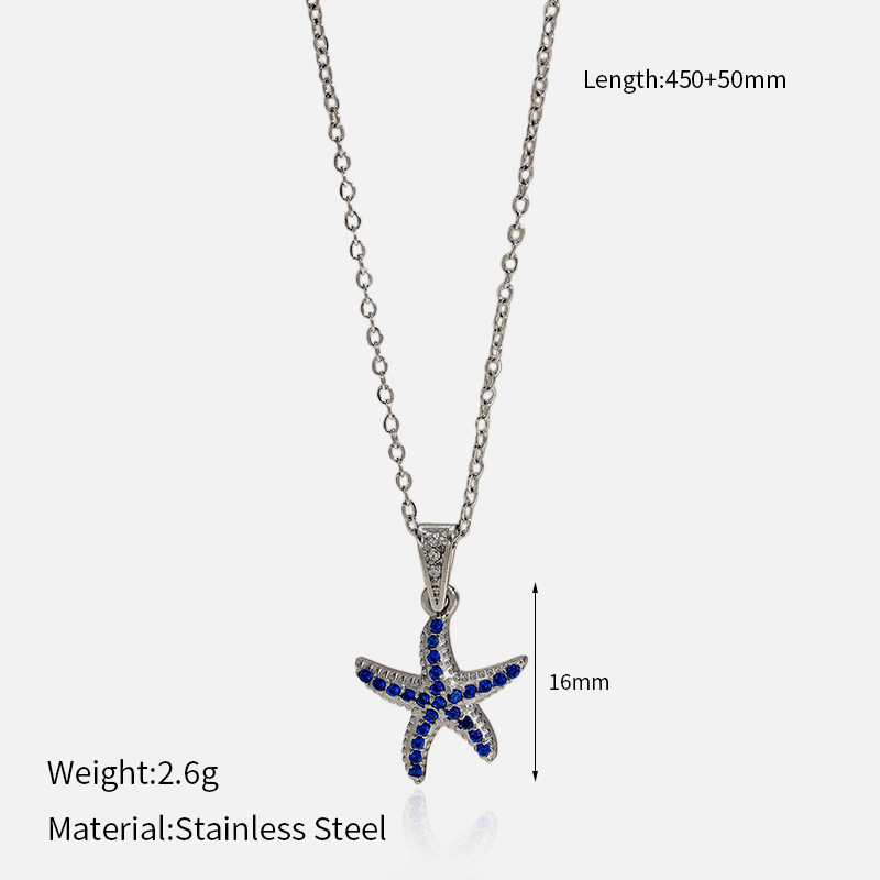 MYK2050-Stainless Steel Diamond-Studded Ocean Series High-End Necklace