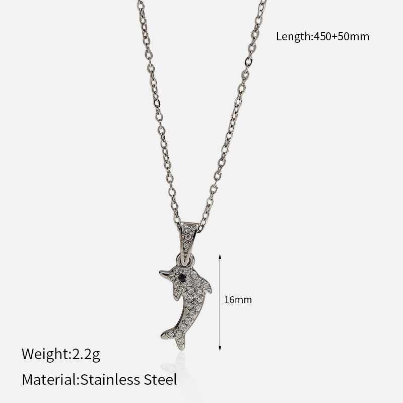 MYK2050-Stainless Steel Diamond-Studded Ocean Series High-End Necklace