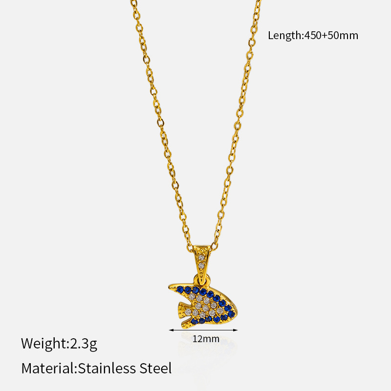 MYK2050-Stainless Steel Diamond-Studded Ocean Series High-End Necklace