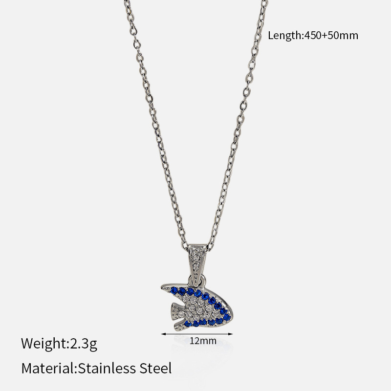 MYK2050-Stainless Steel Diamond-Studded Ocean Series High-End Necklace