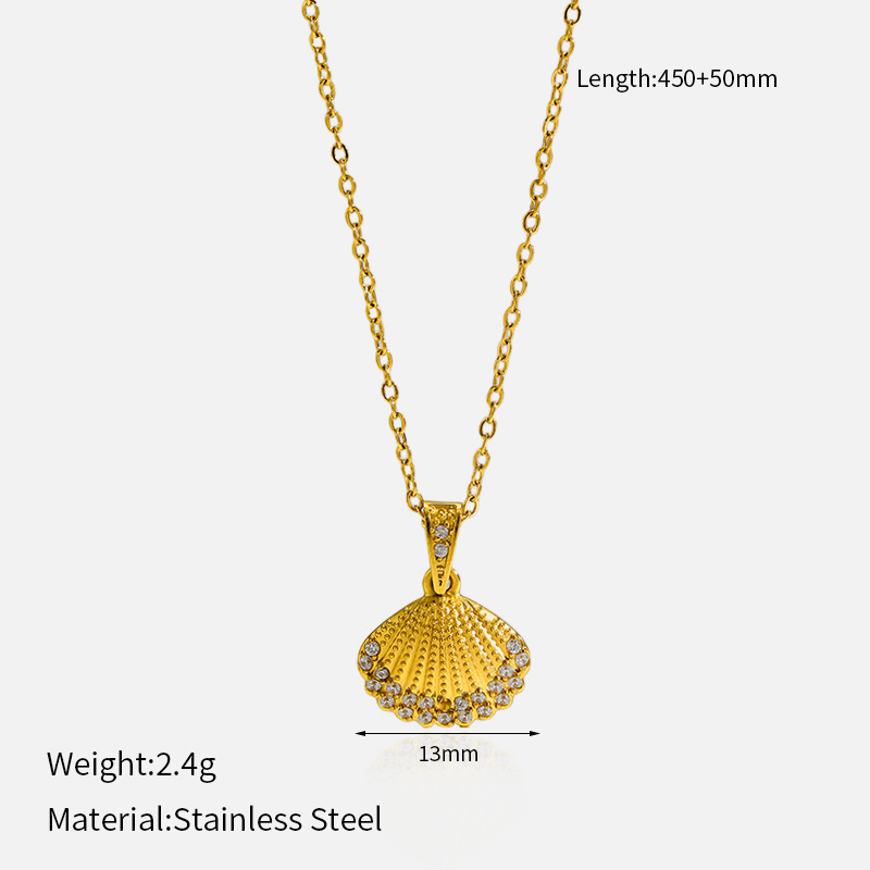 MYK2050-Stainless Steel Diamond-Studded Ocean Series High-End Necklace